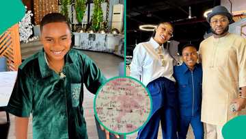 Tonto Dikeh's son King Andre shares handwritten prayer request that reunited his parents