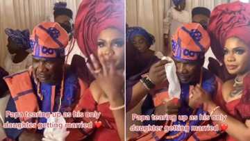 Daddy Loves You: Nigerian dad cries hard in video at daughter's church wedding as she is given out in marriage
