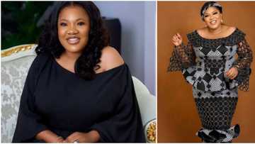 Ankara inspiration: Toyin Abraham rocks monochrome print infused with lacey details