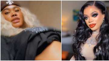 Reactions as Bobrisky’s ex-PA Oye shares photos of her 'baby bump', asks fans to guess the father