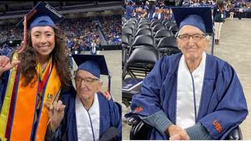 Grandpa, 87, receives diploma alongside granddaughter at same university, beautiful photos surface online