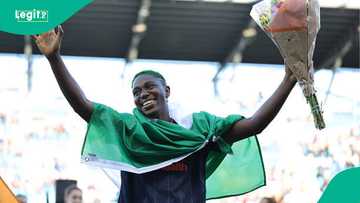 Bay FC celebrate Super Falcons legend Asisat Oshoala following WAFCON victory