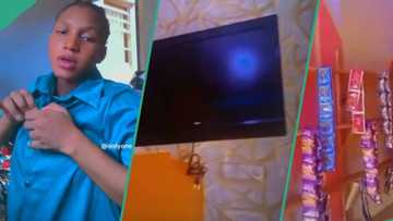"Plasma for empty shop?" Lady with few goods in her store mounts costly television, video trends
