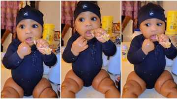 Baby without teeth battles to chew big chunk of chicken bone, viral video emerges and trends on TikTok