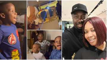 Obi Cubana's son, friends scream out of excitement as he gets huge cake at 6th birthday party