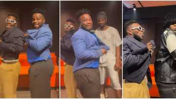 “No bad songs from vado”: Fans react as Sabinus, Broda Shaggi join Kizz Daniel to dance to his new song cough