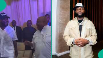 Davido surprises uncle, Gov Adeleke, at his 65th birthday party, fans gush as they dance to his song