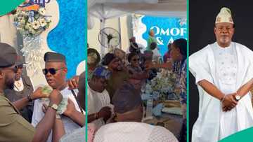 Ogogo, Kosoko, Oga Bello storm Yinka Quadri's daughter's engagement, Odunlade makes money rain