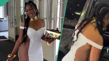 Lady causes commotion with suggestive white dress, netizens react: "Her body, her choice"