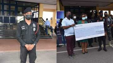Young police officer rewarded with N759k, other gifts after returning N138k he found at ATM machine