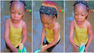 "This water is sweet": Nigerian girl travelles to village and swims in river, viral video emerges on TikTok