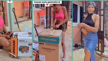 "Okrika has done it again": Nigerian lady buys brand new generator, freezer from thrift business