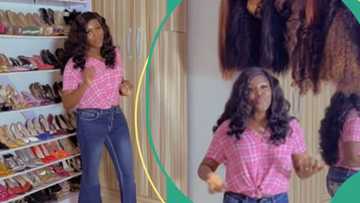 Actress Biola Adebayo shows off over 90 shoes, 15 wigs in her closet, fans react
