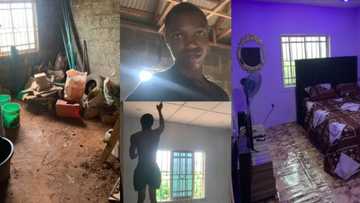 "Na idan run am": A Nigerian boy transforms rough & dirty room into stunning masterpiece, shares photos online