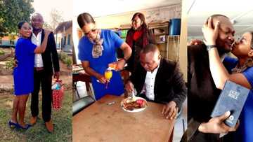 Sweet moment police officer takes lunch to husband's office, serves him food like king in presence of people