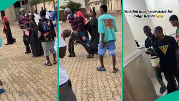 Young man makes scene in lodge after meeting his sister there, deals with her in trending video