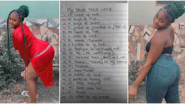 "It is very small": Reactions as curvy Nigerian lady displays heavy bride price list of just 20 items