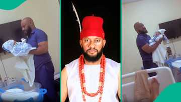 Yul Edochie shares cute video of him taking care of newborn daughter as Judy rests: “Daddy duties”