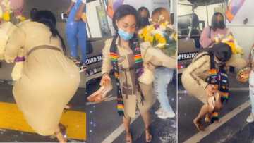 Fans storm airport with gifts, give Tonto Dikeh royal-like welcome as Nollywood actress arrives in Ghana