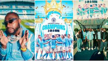 "Everything skyblue": Davido declares love for Man City, congratulates them for winning EPL, fans react