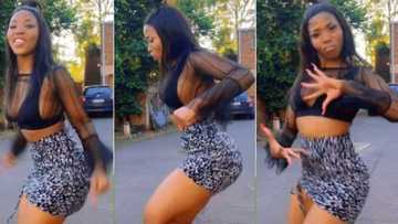 Pretty lady joins dance challenge, rolls her waist with fast leg moves in viral video, stirs reactions