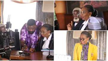 Photos of business mogul Ibukun Awosika on the set of Kunle Afolayan's Citation movie