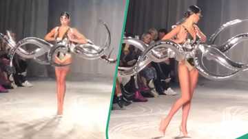 Model rocks octopus-like dress, looks creepy, netizens react: "You wear this for social distancing"