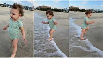 "Murife don't run": Scared little boy picks hot race after approaching beach water, video trends on TikTok