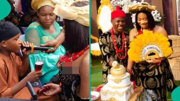 Bride’s young brother represents late father on wedding day, couple kneels before him for prayers