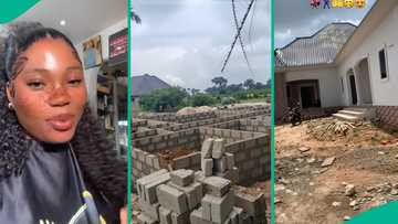 Nigerian lady celebrates, shares video of house her man built and tiled, people react