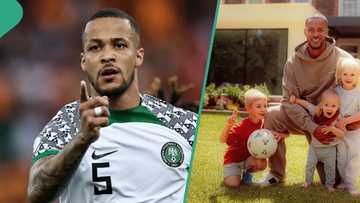 Super Eagles' Troost-Ekong's photos with Oyinbo kids go viral: "Hope they know they're Nigerians?"