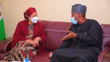 Gwamna Zulum ya tarbi babbar bakuwa, Amina Mohammed a Maiduguri (hotuna)