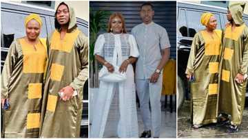 "Dis girl don Influence dis guy": Fans react to Lateef Adedimeji and Mo Bimpe's sallah outfits, pics trend