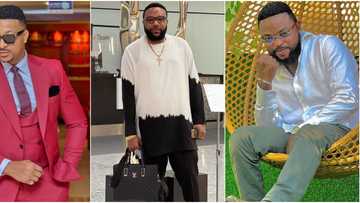 Billionaire E-money, Toyin Abraham's hubby, other male celebs who covered their bald heads with wigs