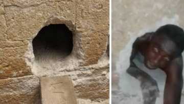 Bidiyon Ɓarawo Ya Maƙale a Cikin Ramin Da Ya Haƙa Don Shiga Coci Ya Yi Sata