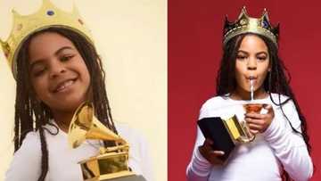 Beyonce's Daughter Blue Ivy Pictured Sipping Drink from Her First Grammy Award Plaque