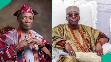 Olubadan’s unexpected gesture towards Soun of Ogbomoso during event gets Nigerians talking