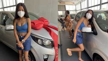 Young lady celebrates getting a brand new car before 2020 ends, sends social media into frenzy as she shares adorable photos