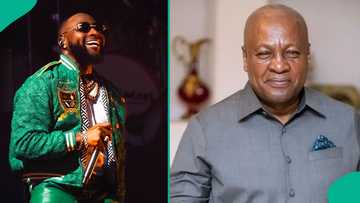 Davido reacts as Ghana president John Mahama introduces himself during UNGA address