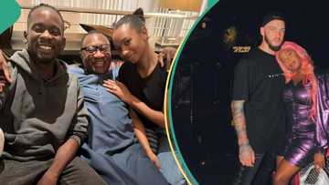 Femi Otedola's daughter Temi and Mr Eazi visit him in Paris, Cuppy's ex's comment stirs confusion