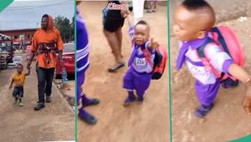 "Something is not right": Reactions as little boy refuses to enter his class, calls out to his dad