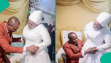 Video of Lord's Chosen couple's romantic moment at wedding reception trends: "No be small thing"