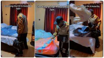 Funny Nigerian man in hotel intentionally wrecked his bed before leaving, ruffles bedsheets