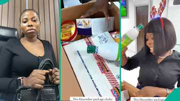 Nigerian Bank Worker Shows Plenty of Items She Received As Christmas Bonus: “Package Choke”