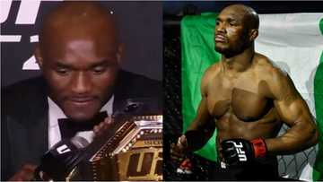 Nigerian UFC champion Usman stops press conference to receive congratulatory call from his parents
