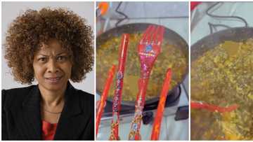 "Pele o Wolverine": Lady uses unique long nails to mix egusi soup for her boyfriend, netizens react
