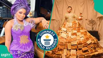 Guinness World Records reacts to Queen Mercy Atang’s viral bread outfit at the 2026 AMVCA