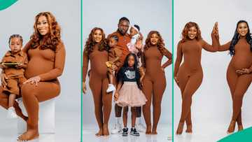 Pregnant woman poses with co-wife and husband for her maternity photoshoot, pictures go viral