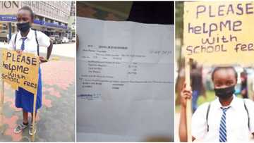15-year-old student takes to the streets in uniform with a placard to seek help in paying her school fees