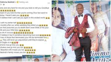 Nigerian lady mourns as her husband dies from poisoning 2 months after their white wedding, photos emerge